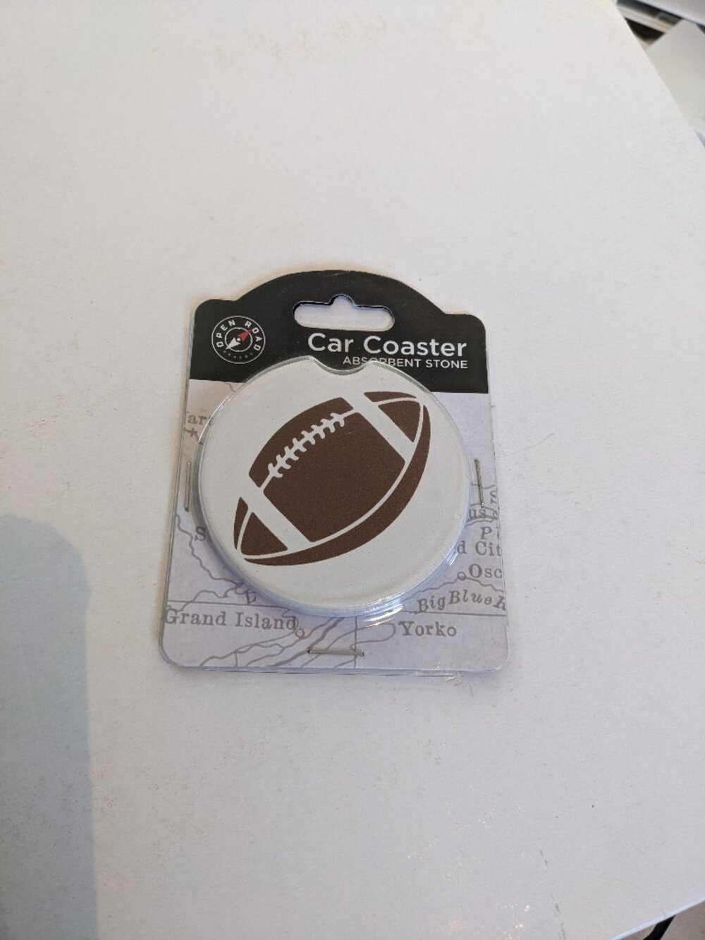 Open Road NWT Football Ceramic Car Coaster